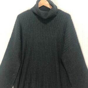 Peace Love World Black Ribbed Turtleneck Sweater with Side Zippers Size M